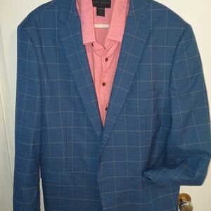 Crown & Ivy Blue Plaid Men's Blazer FREE Appropriate Sized Shirt. NEW